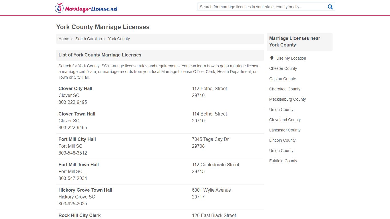 York County Marriage Licenses